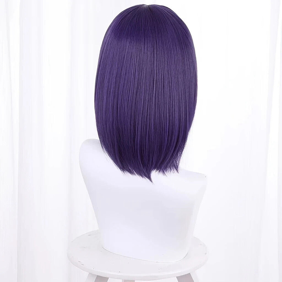 Short Purple Bob Wig with Bangs – Synthetic Hair, Heat-Resistant Cosplay - Picture 4 of 7